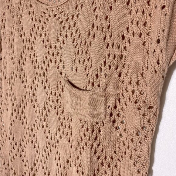 5/$25 Blue Bird Nude Open Knit Tie Waist Sweater M - Picture 10 of 14